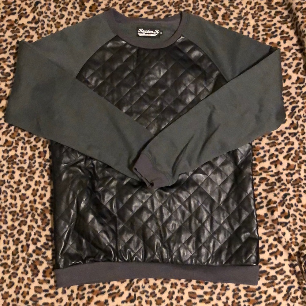 Faux leather sweatshirt